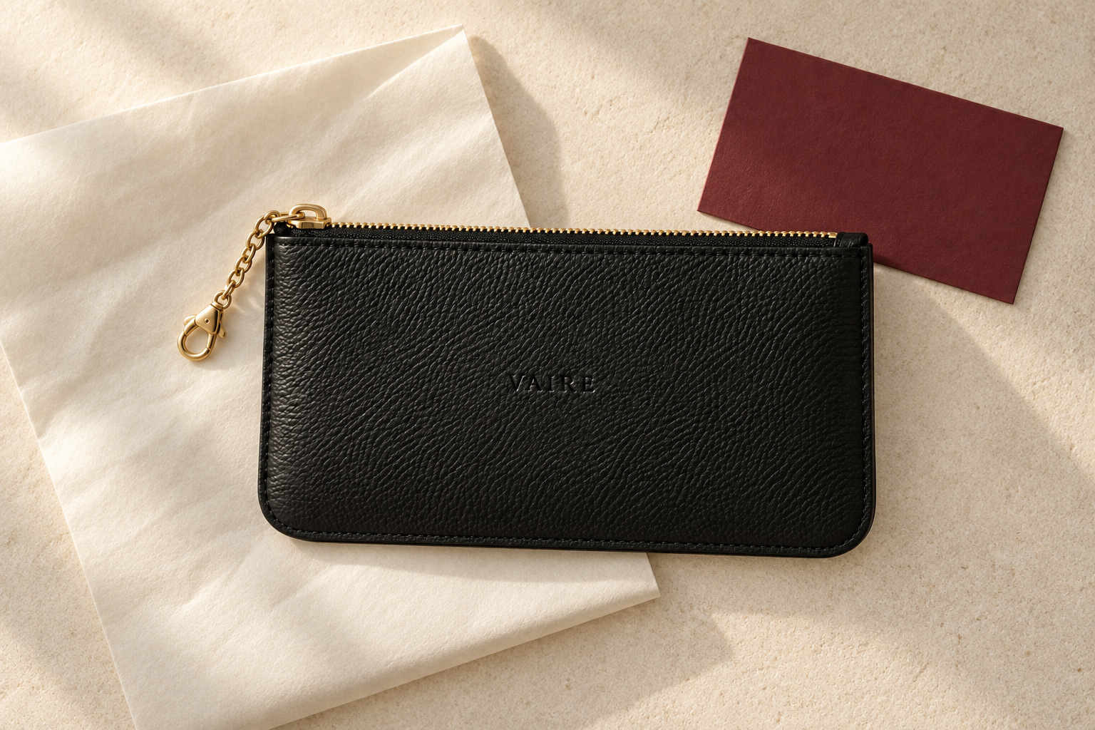 AI-generated VAIRE packaging study in Ivory and Oxblood